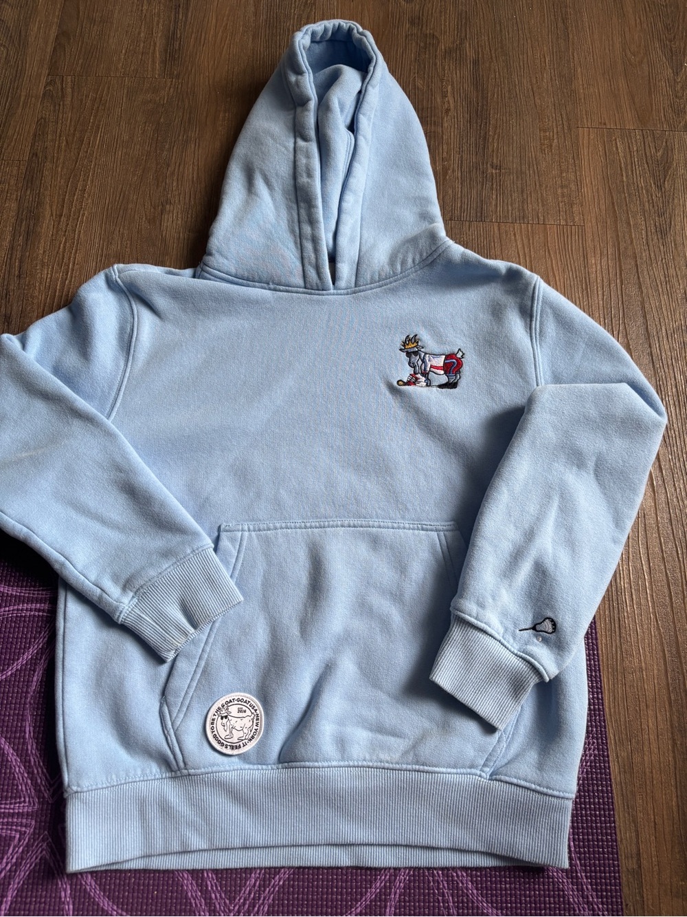 Sky blue GOAT USA hoodie sweatshirt size youth L lacrosse themed